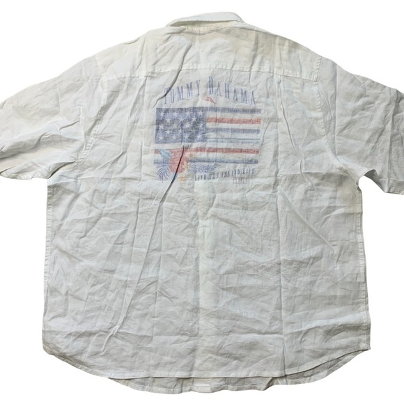 Tommy Bahama New With Tags Men's Star Spangled Bahama Flag Print Linen Shirt - Picture 4 of 12